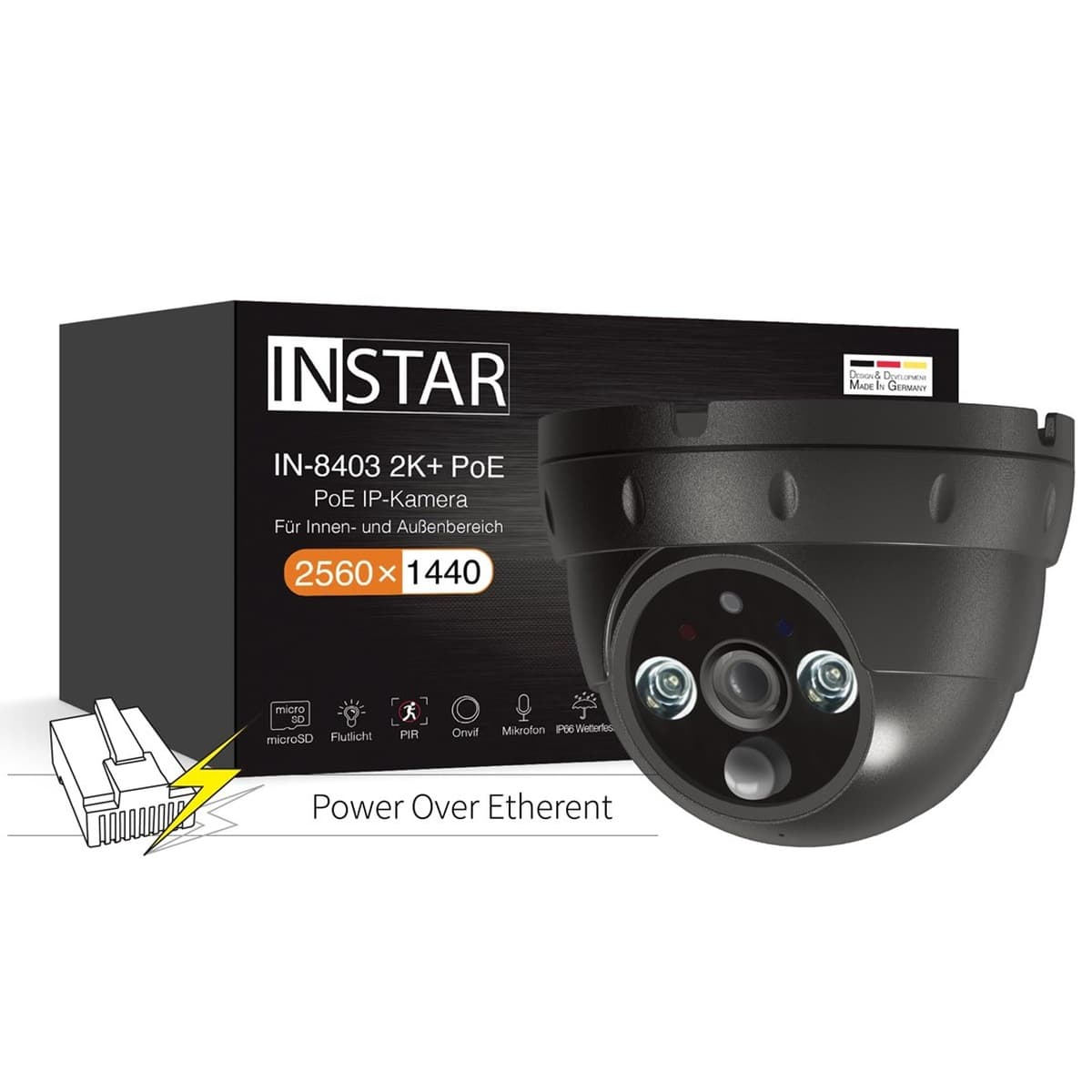 Kamera IP INSTAR IN-8403 2K+ PoE Czarna
