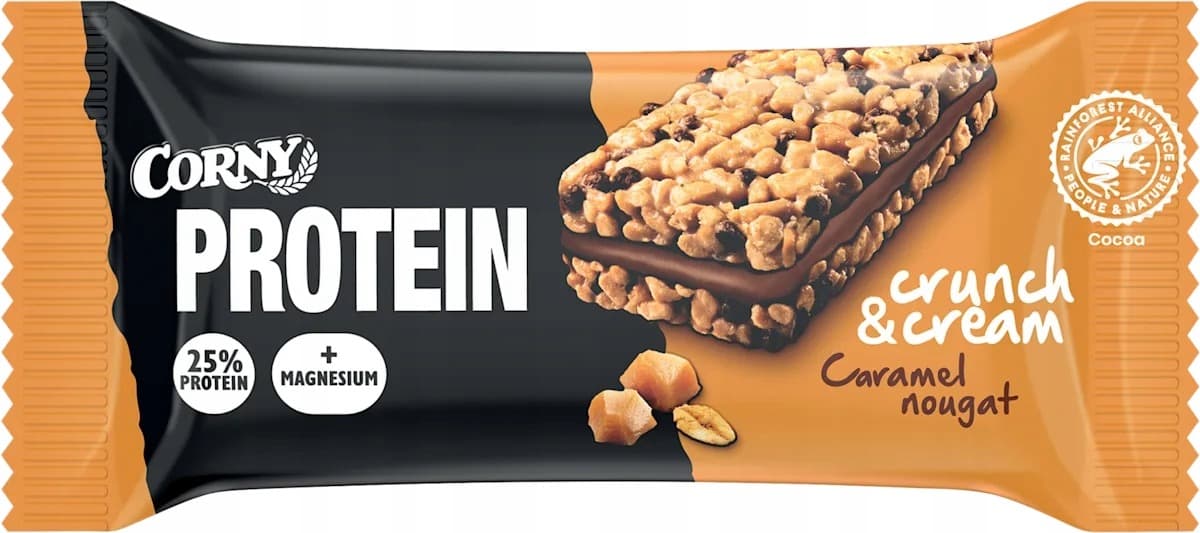 Corny proteinowa kanapka Crunch & Cream o smaku karmelu i nugatu 35g
