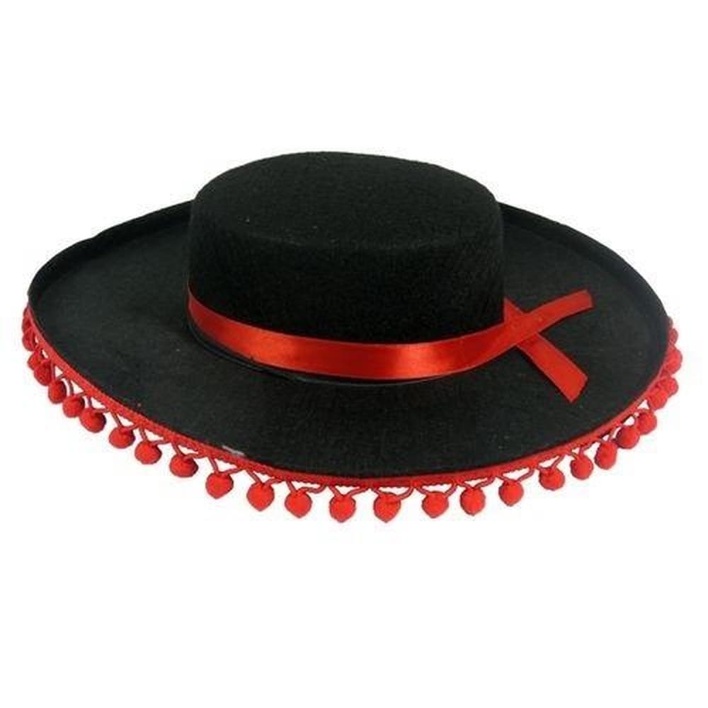 Kapelusz Sombrero z czerwonymi pomponikami, 57 cm