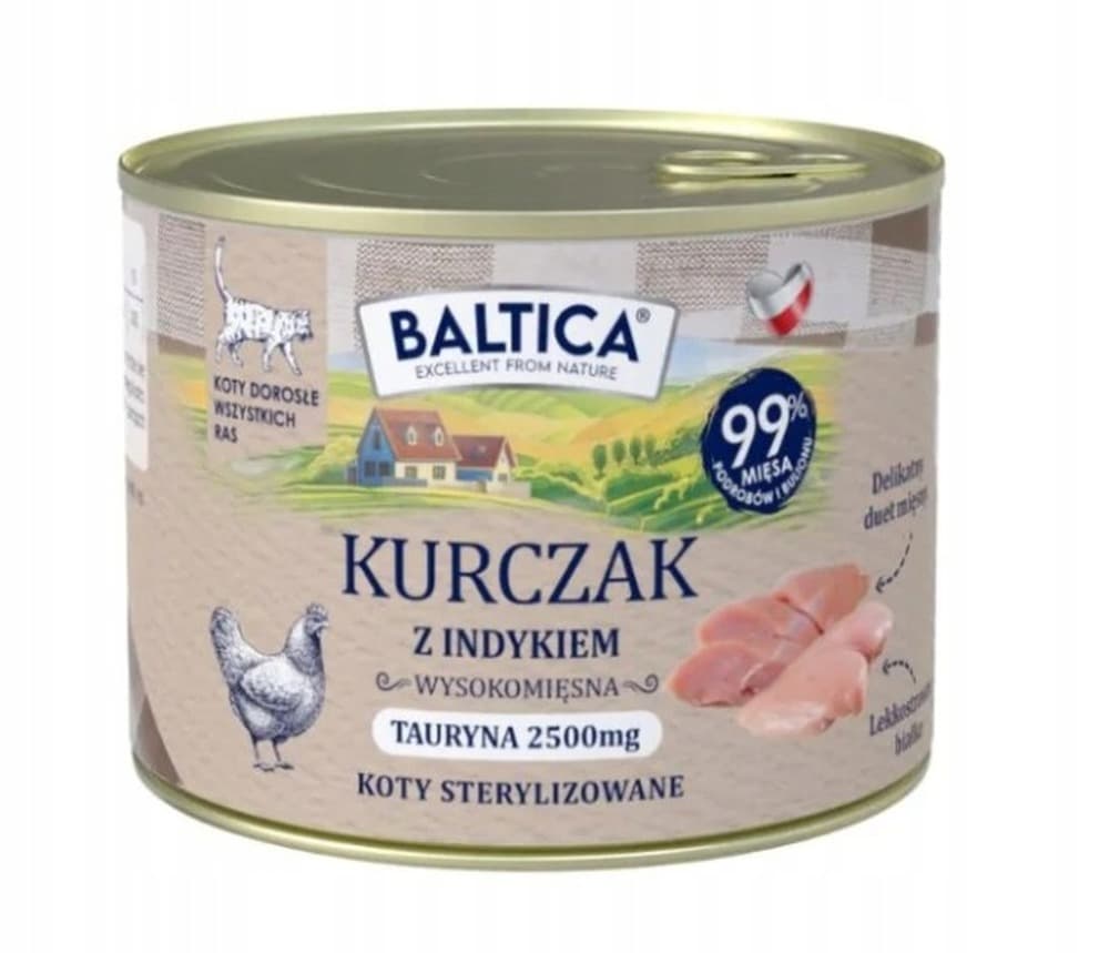 Baltica Smaki Regionów Karma dla kota dorosłego Kurczak i indyk 185g