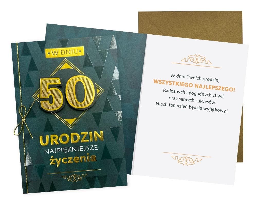 Kartka okolicznościowa B6 Urodziny 50 męska z kopertą