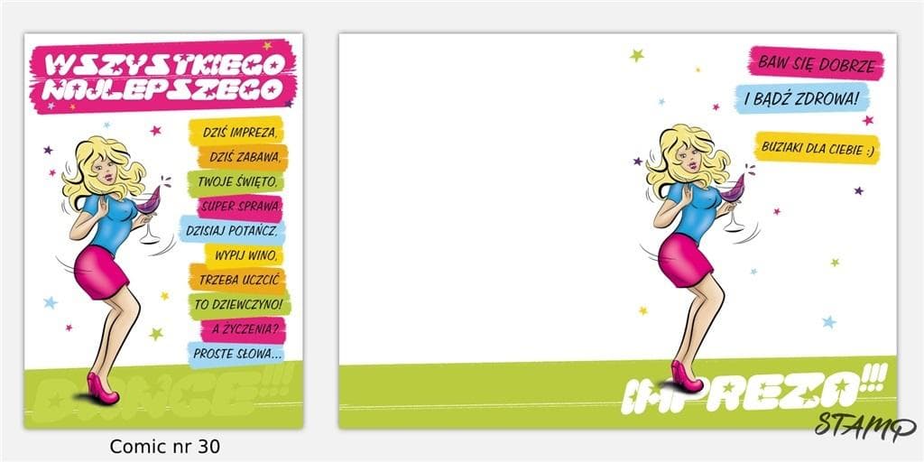 Karnet okolicznościowy Comic B6 z kopertą wzór
