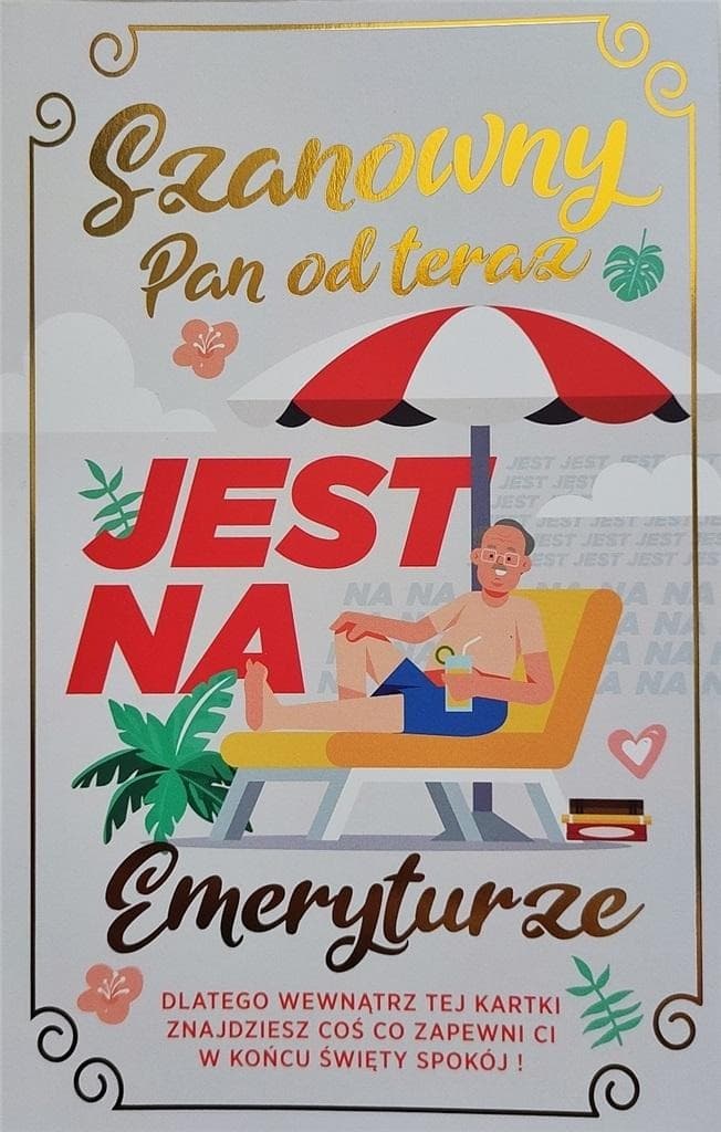 Karnet okolicznościowy Emerytura z zawieszką na klamkę
