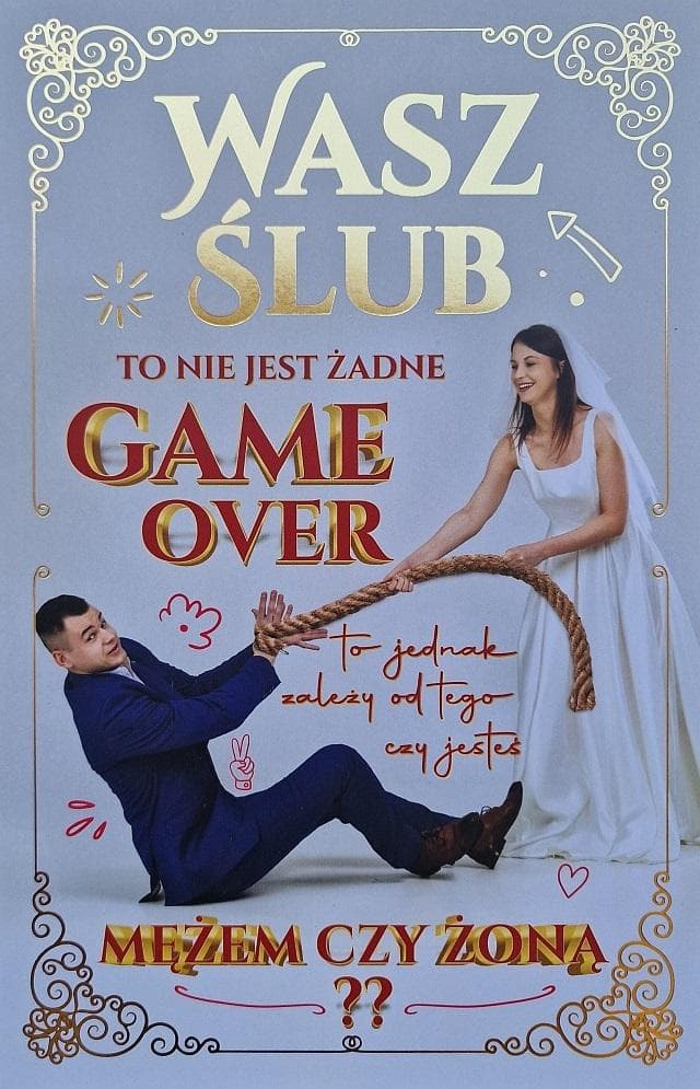 Karnet na ślub z motywem liny, format 214x147 mm