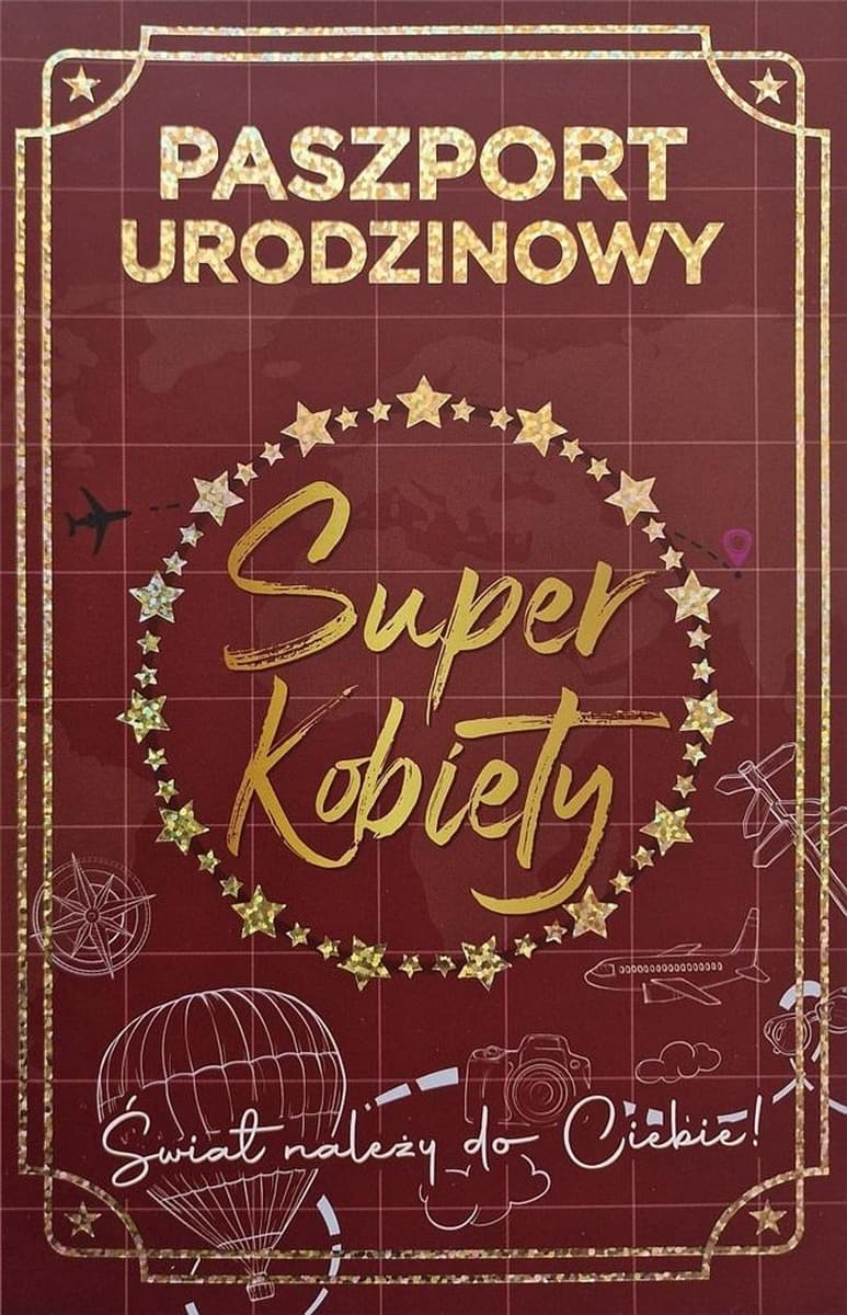 Karnet urodzinowy damski w formie paszportu