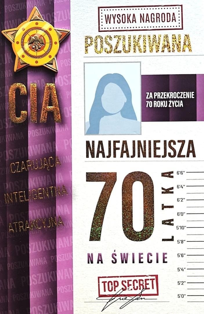 Karnet urodzinowy damski z życzeniami 70 lat