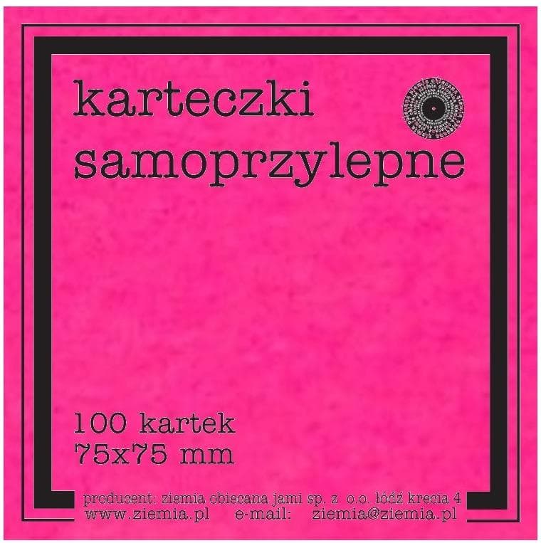 Karteczki samoprzylepne Fluo 75 x 75 mm 100 sztuk różowe