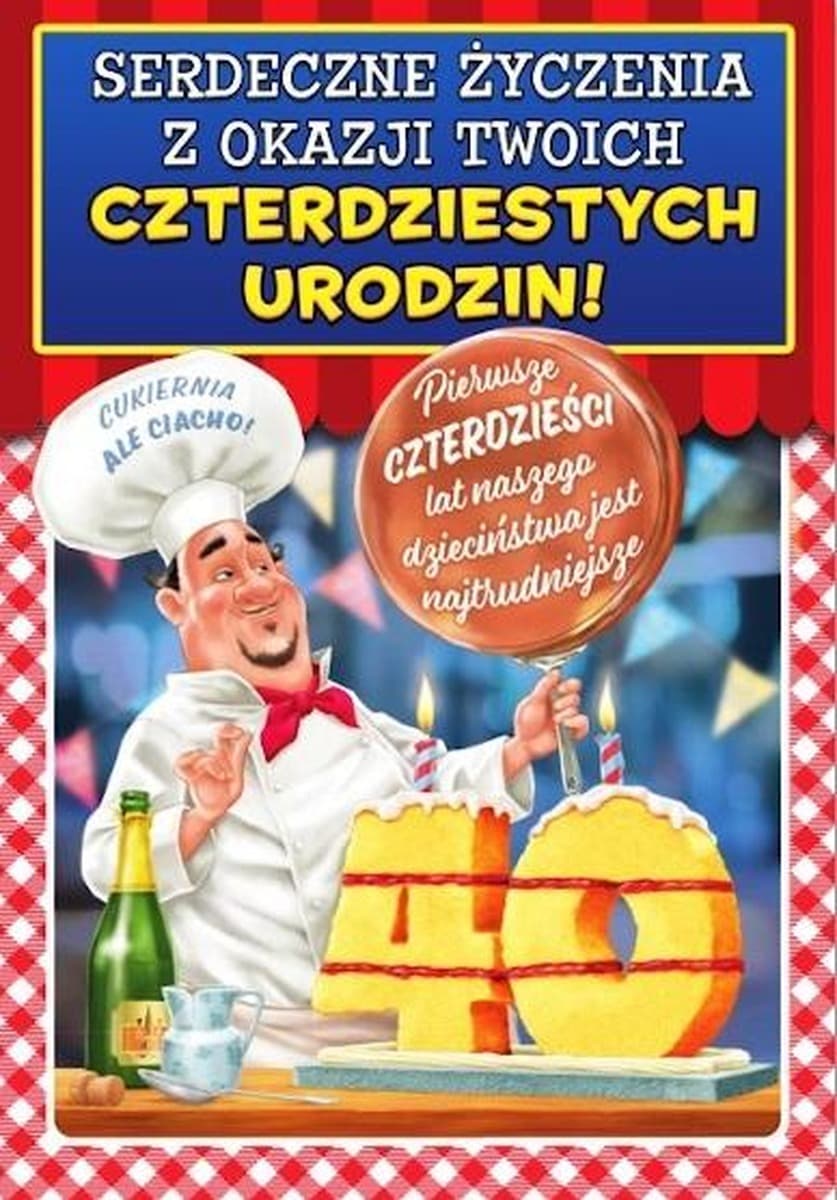 Kartka okolicznościowa na 40 urodziny z brokatem i lakierem