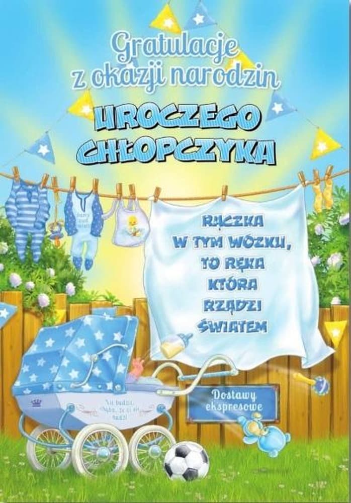 Kartka okolicznościowa z kolorowymi życzeniami Narodziny