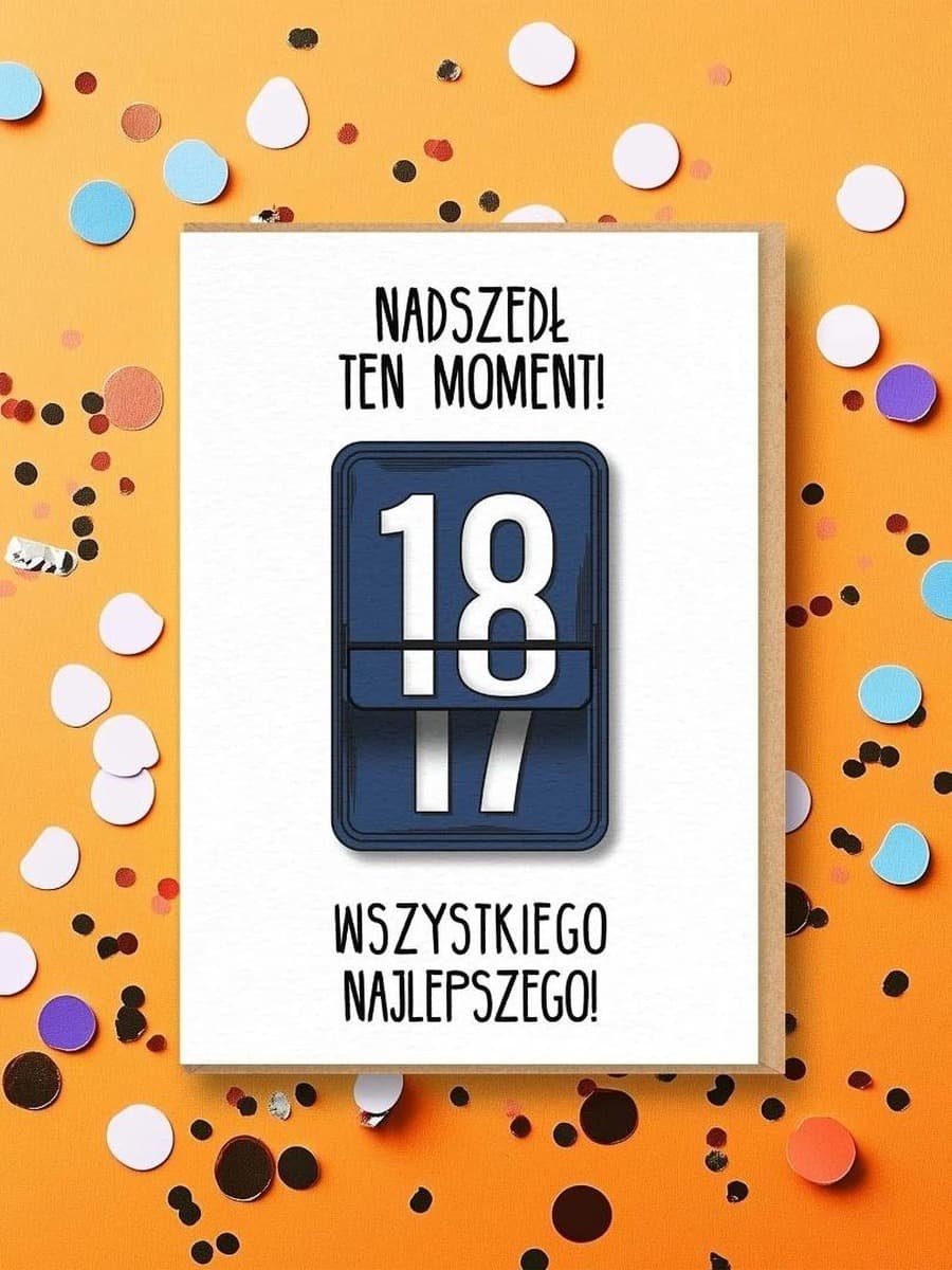 Kartka urodzinowa Nadchodzący Moment 18 z kopertą
