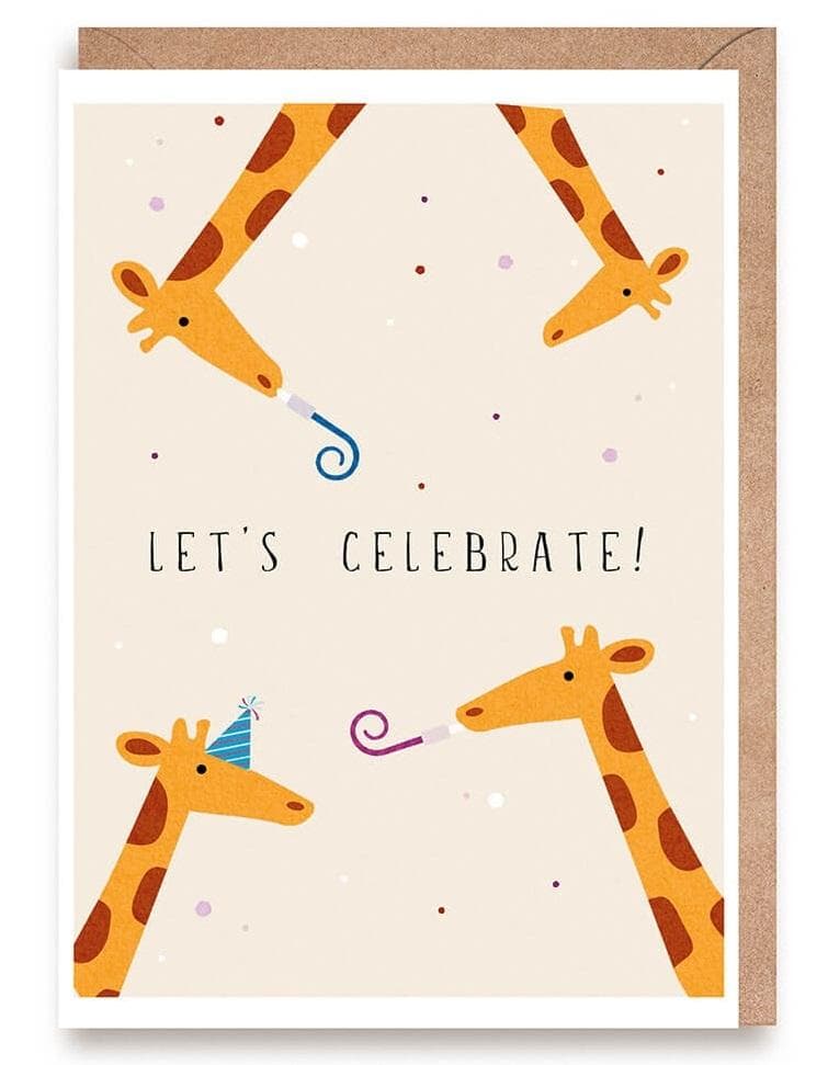 Kartka urodzinowa Żyrafy Let's Celebrate A6 z ekologiczną kopertą