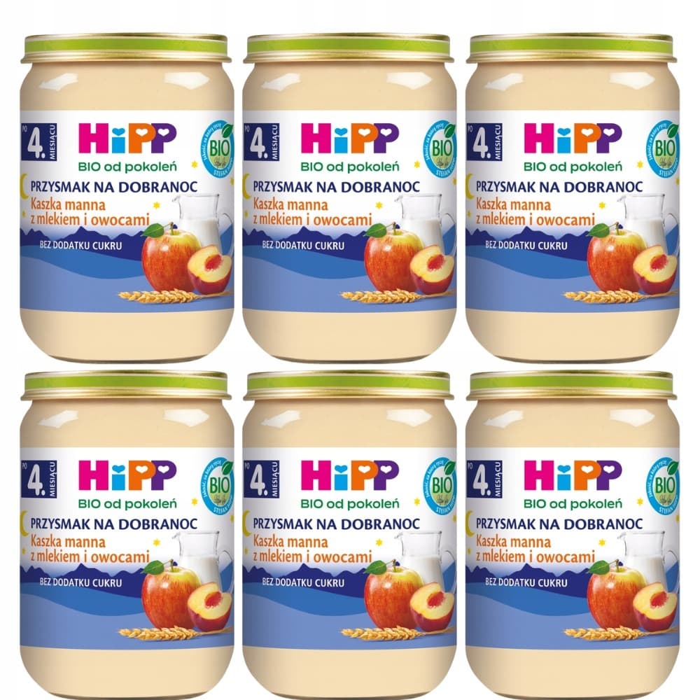 HiPP Kaszka manna z mlekiem i owocami BIO, po 4. miesiącu 190 g