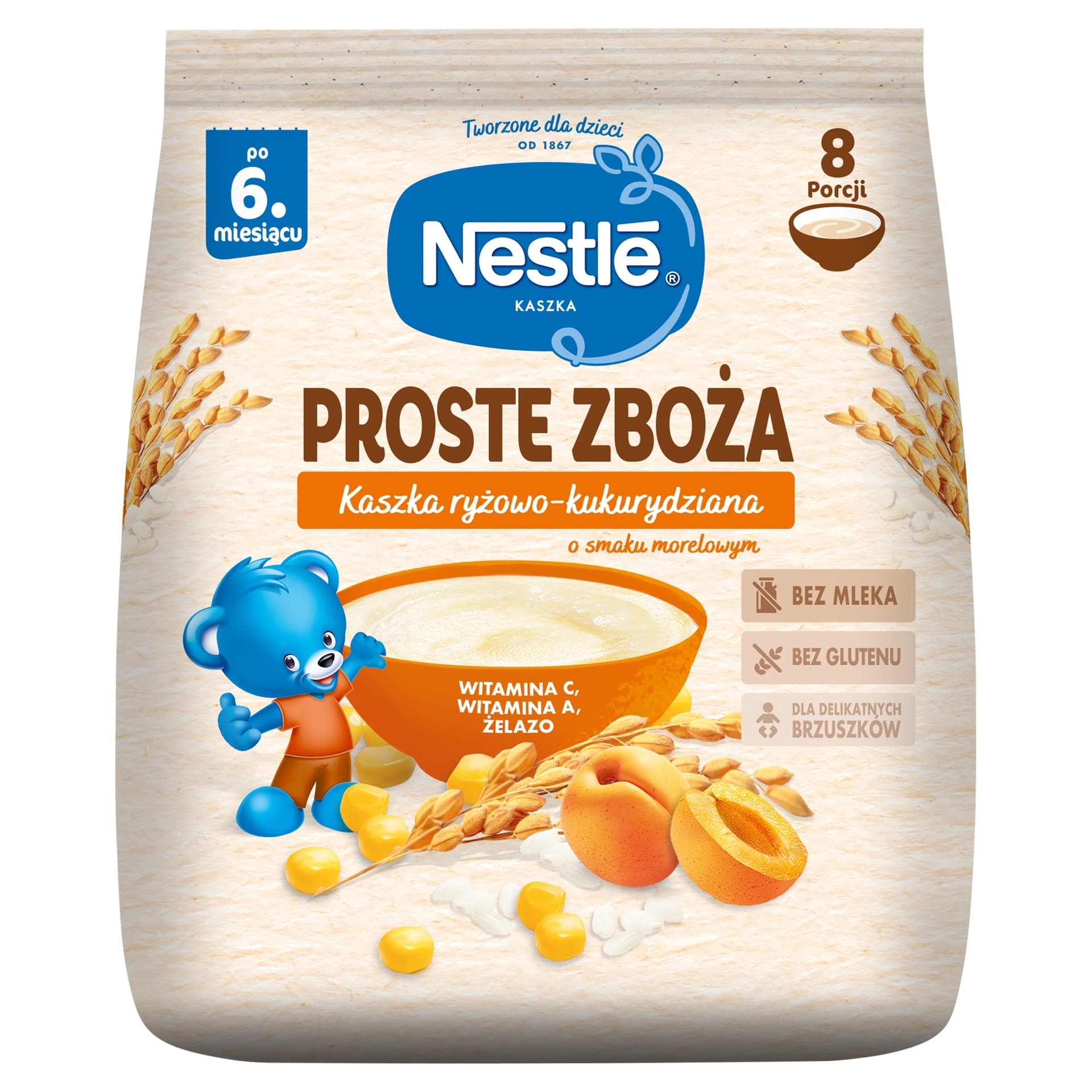 Nestlé Proste Zboża Kaszka ryżowo-kukurydziana o smaku morelowym 144g
