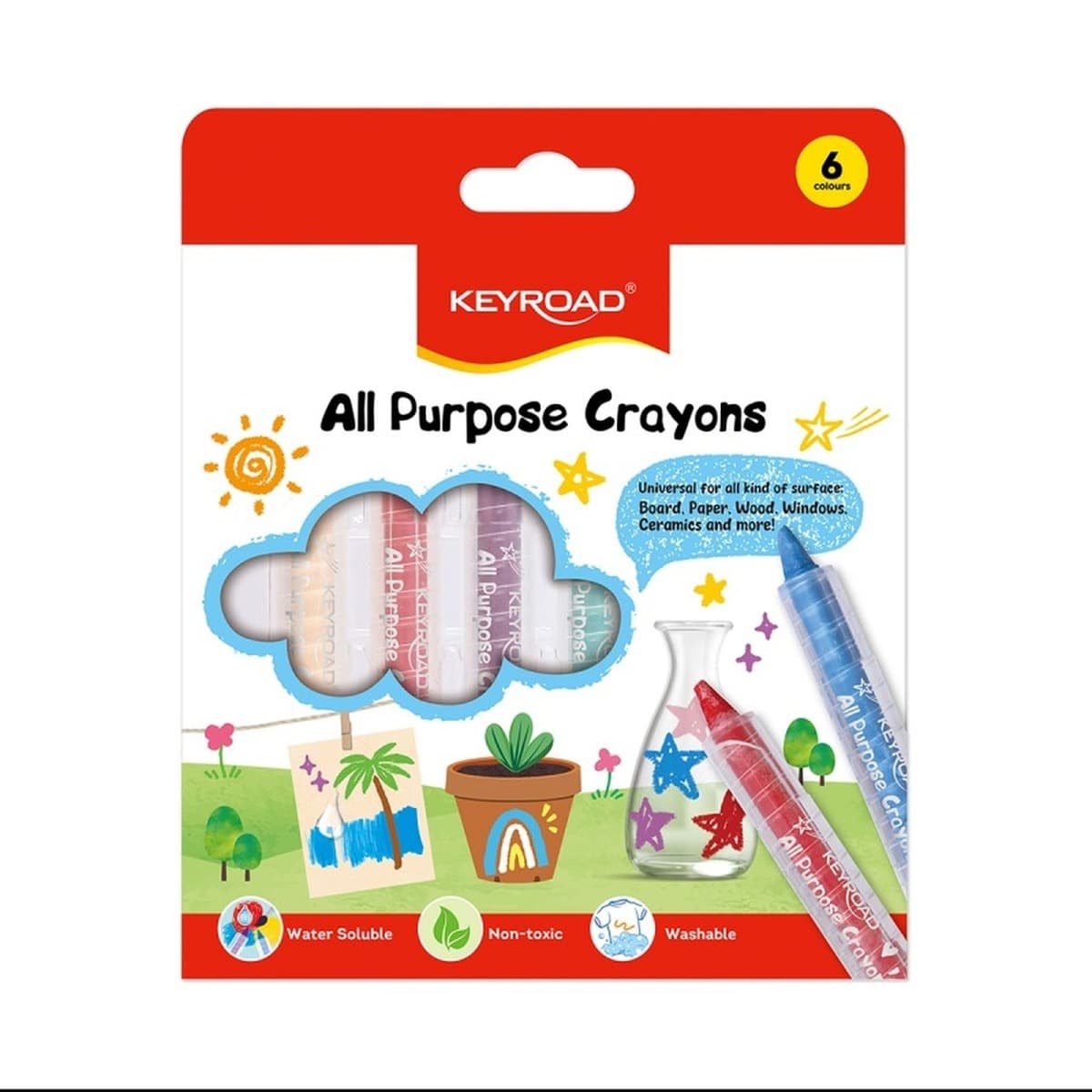 KEYROAD Kredki zmywalne 6 kolorów