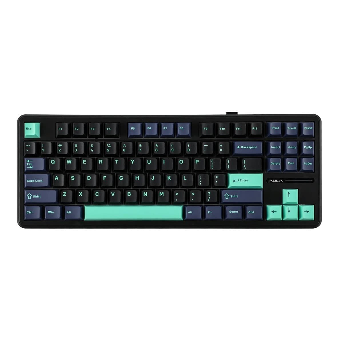 Klawiatura mechaniczna F87 Pro Dark Blue + Black + Cyan GrayWoodV4 z przełącznikami AULA RGB
