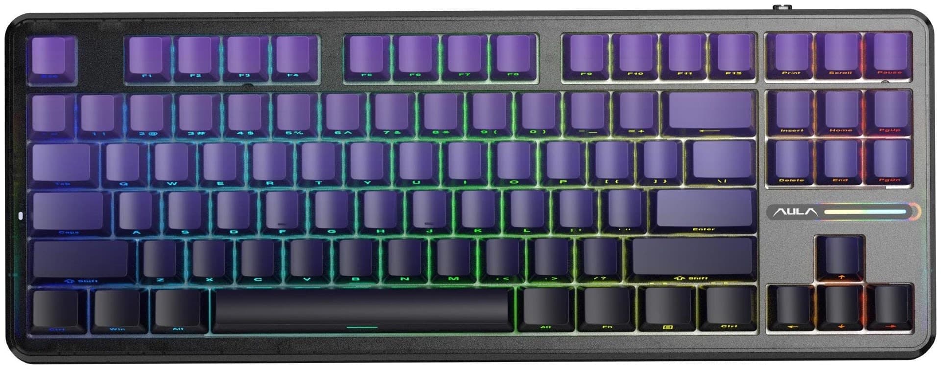Klawiatura mechaniczna F87 Pro Purple Black Gradient AULA z przełącznikami GrayWoodV4 RGB