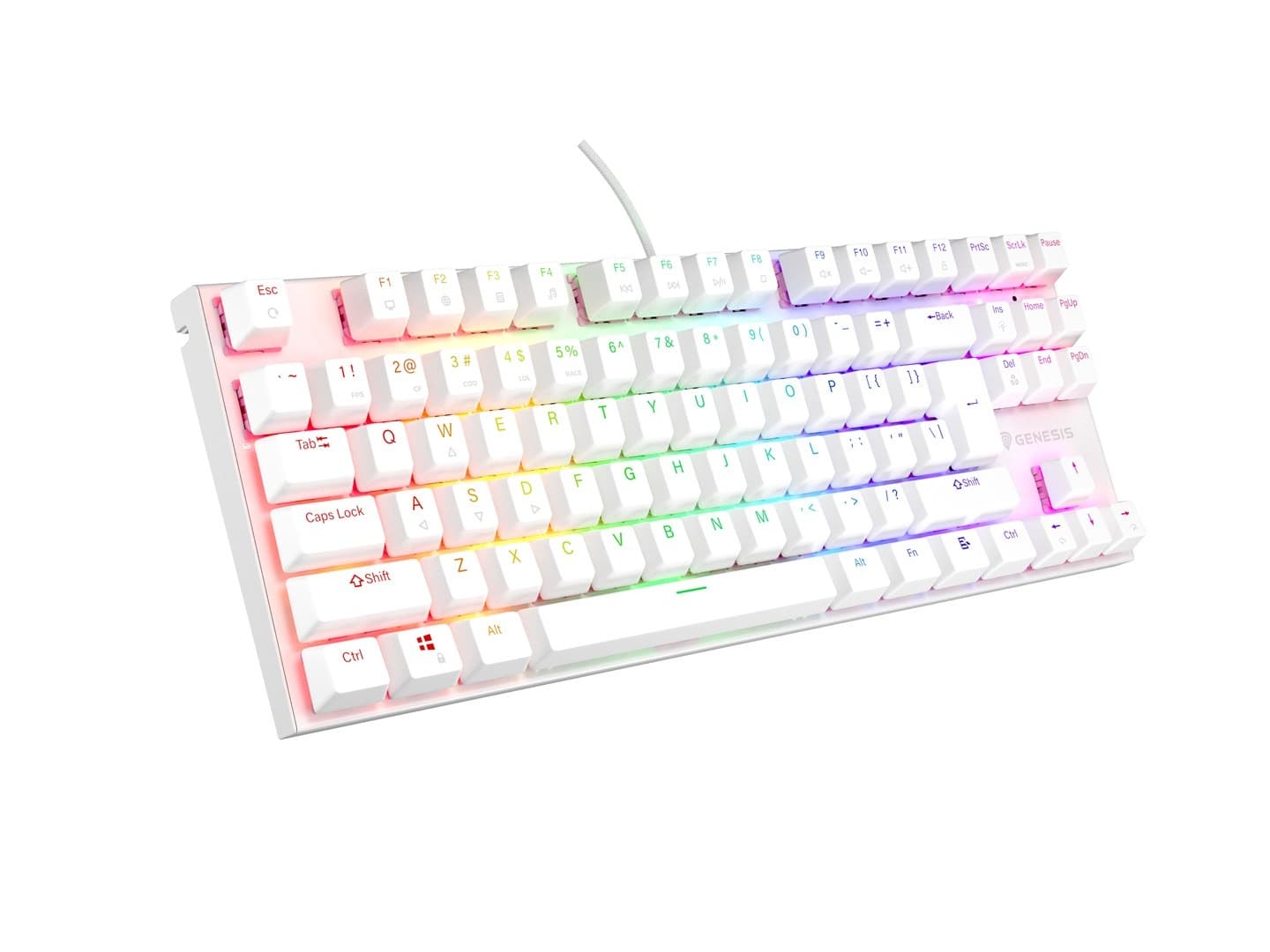 Klawiatura mechaniczna Genesis Thor 303 TKL US Biała RGB Silent Switch Hot Swap