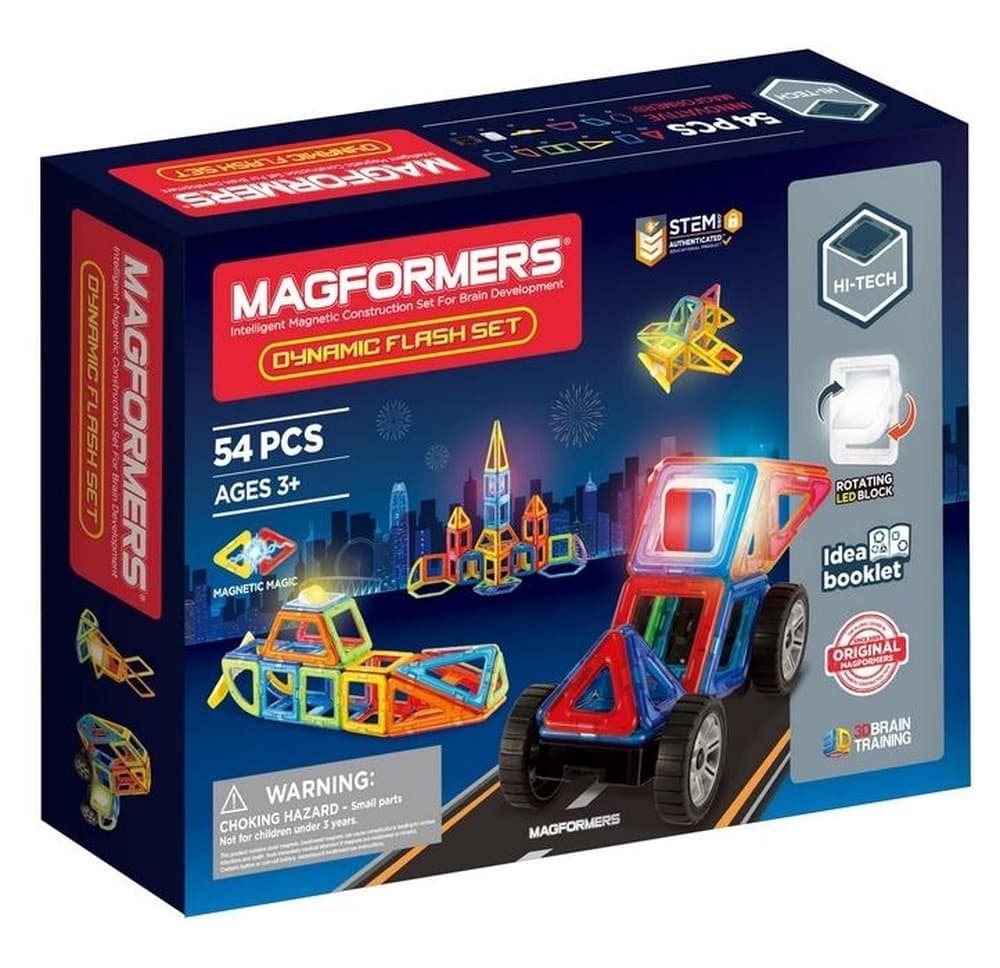 Klocki magnetyczne Dynamic flash 54 elementy edukacyjne