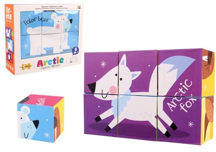 Klocki puzzle Kolorowe dla dzieci 6 elementów MIX