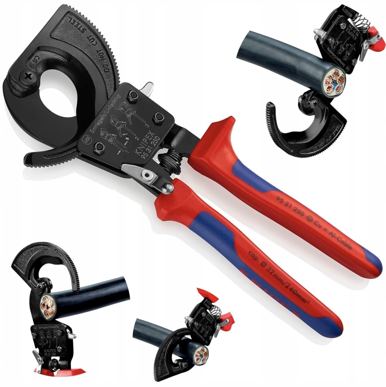 Knipex nożyce do cięcia kabli z zapadką do 32 mm