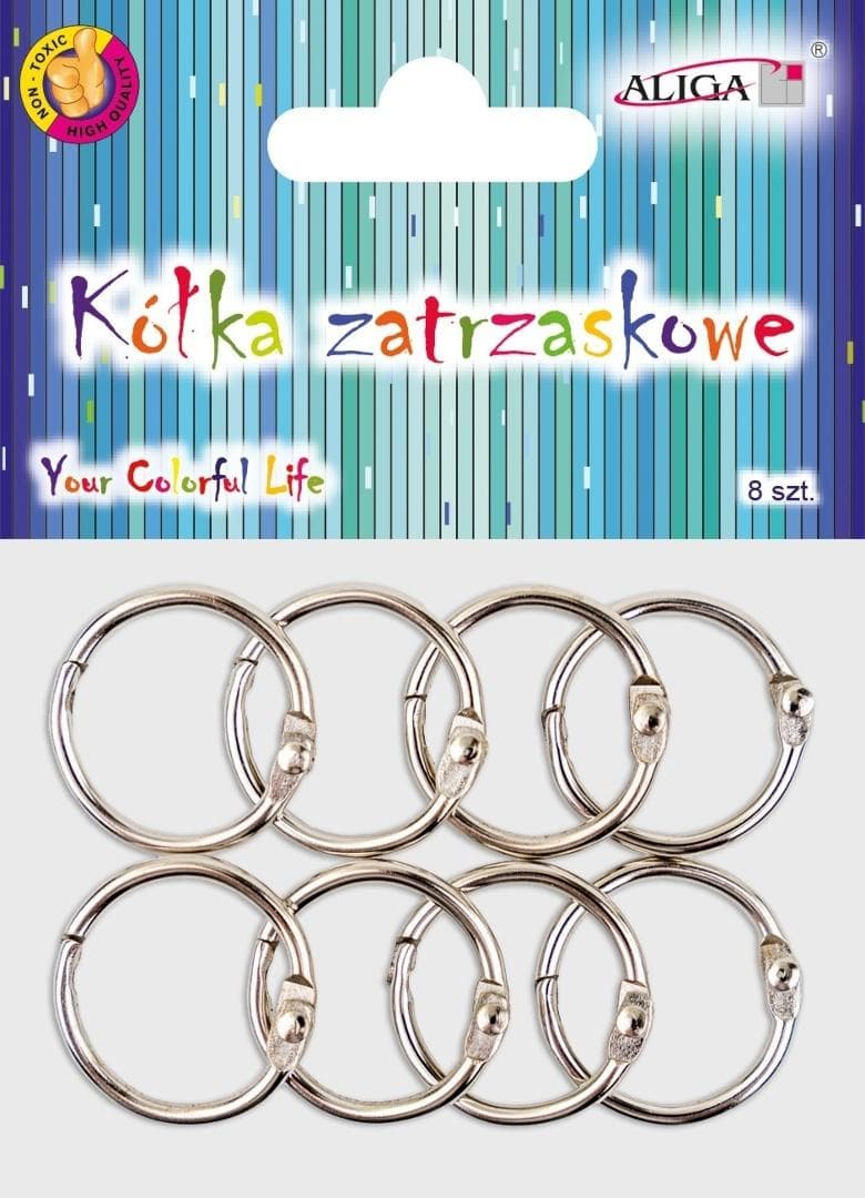 Kółka zatrzaskowe metalowe 2,5 cm 8 szt