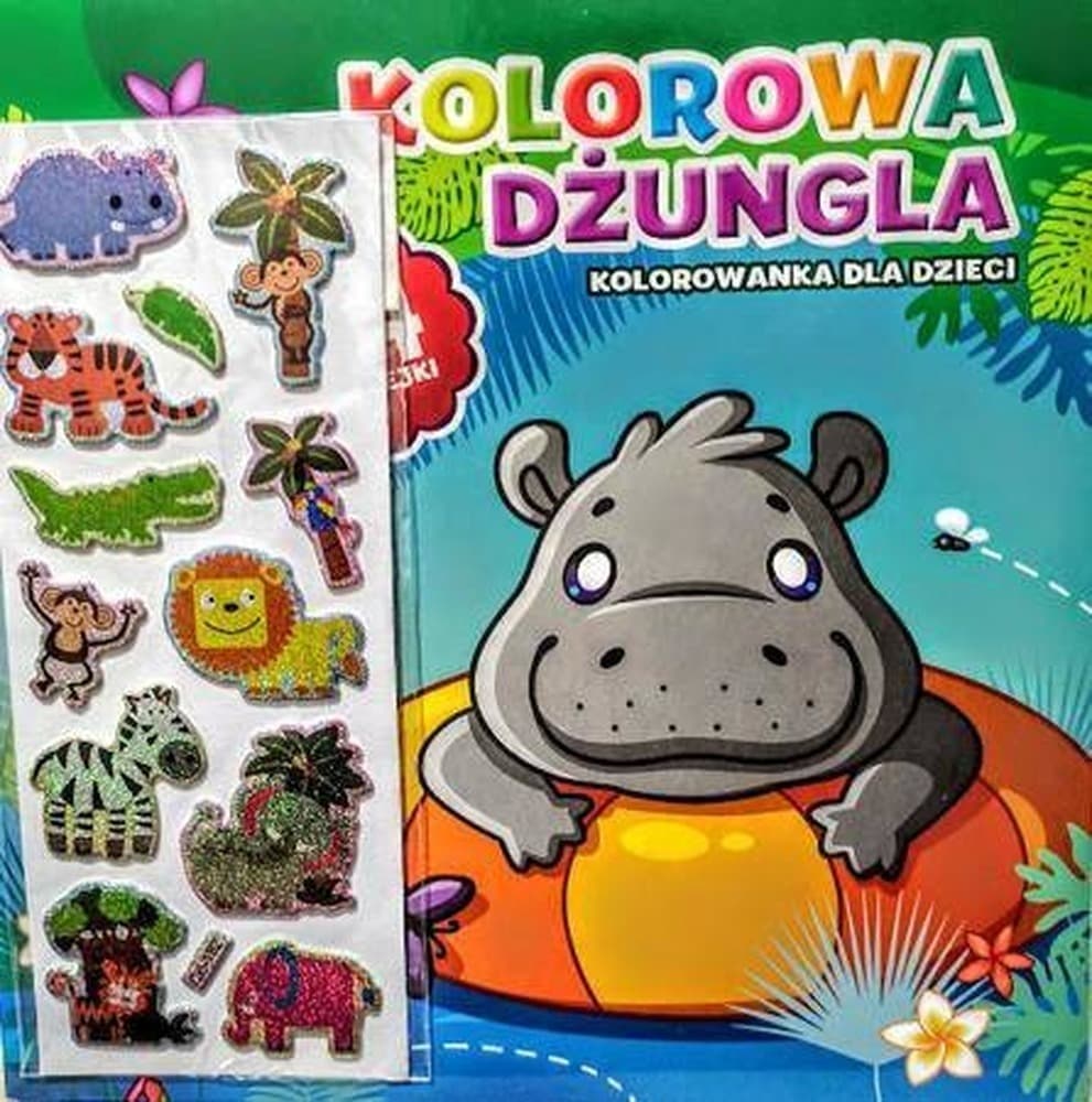 Kolorowa dżungla. Kolorowanka Hipopotam