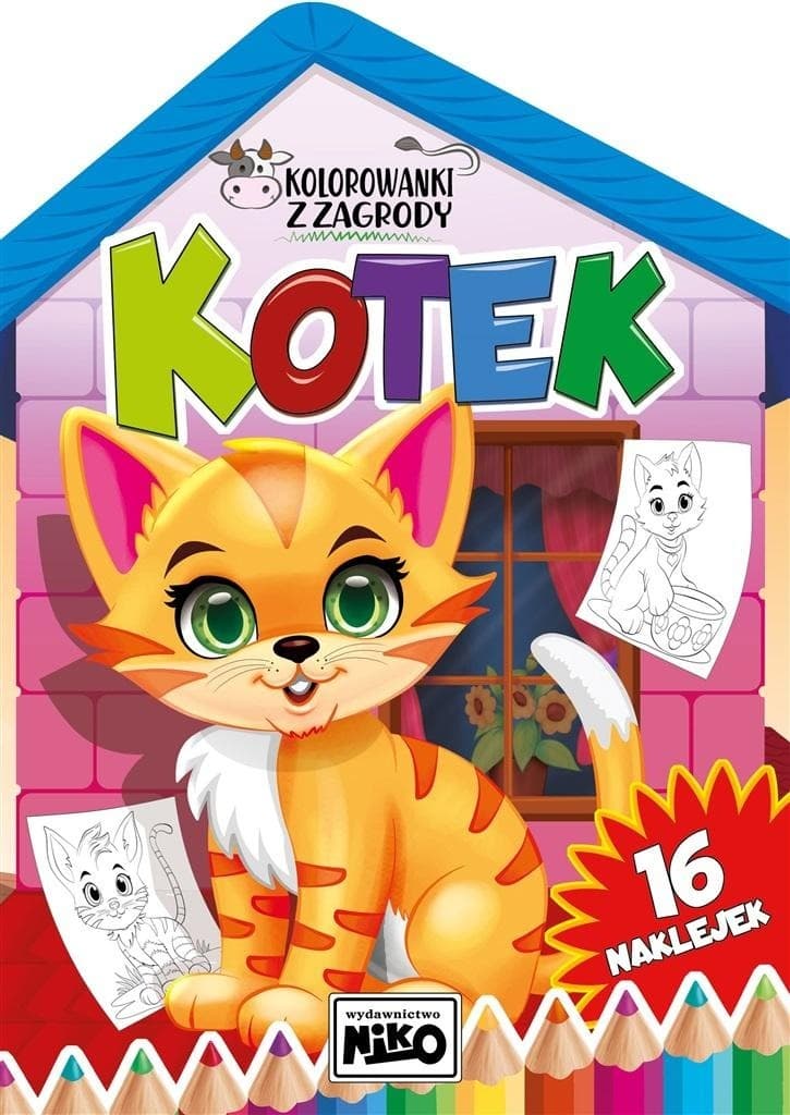 Kolorowanka dla dzieci Kotek z zagrody