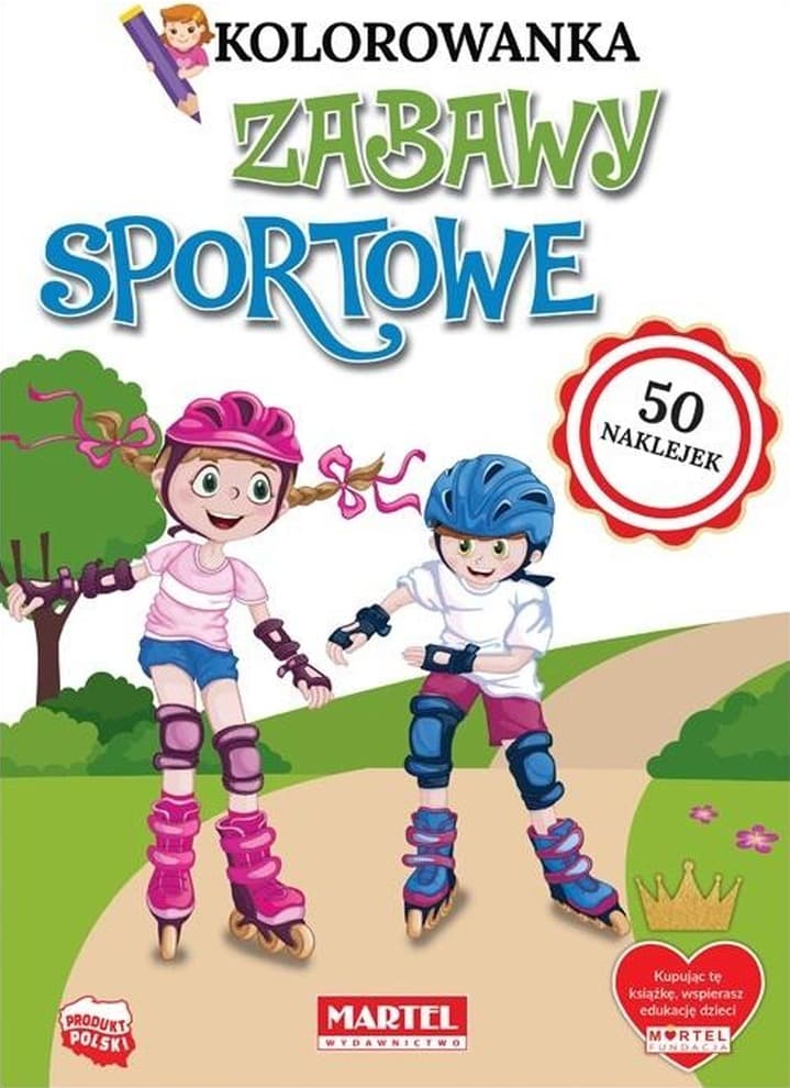 Kolorowanka dla dzieci Zabawy Sportowe z Naklejkami