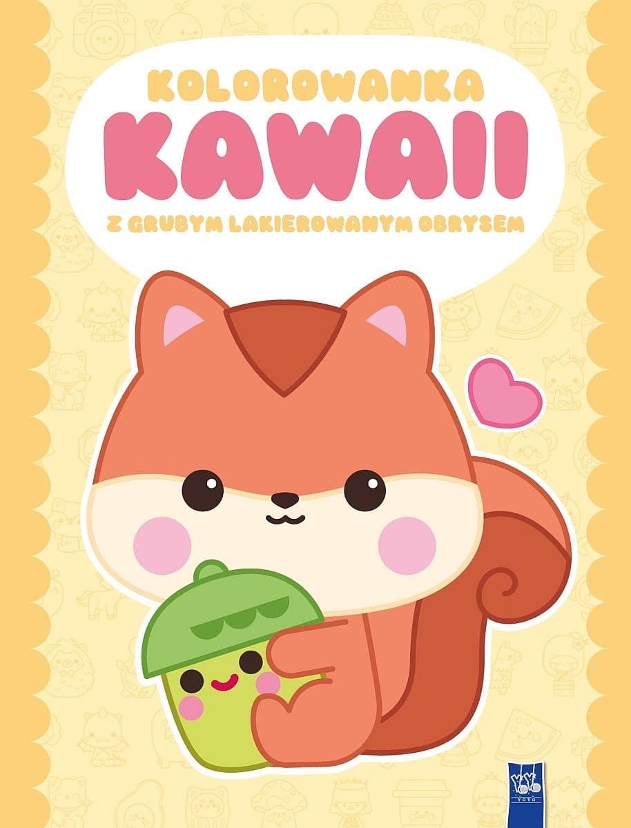 Kolorowanka Kawaii. Wiewiórka z grubym lakierowanym obrysem