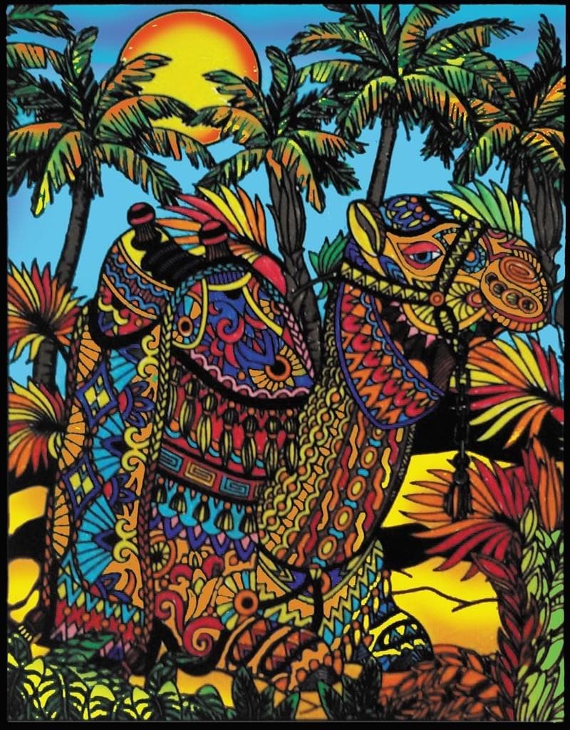 Kolorowanka Welwetowa Colorvelvet Wielbłąd 47x35 cm z flamastrami