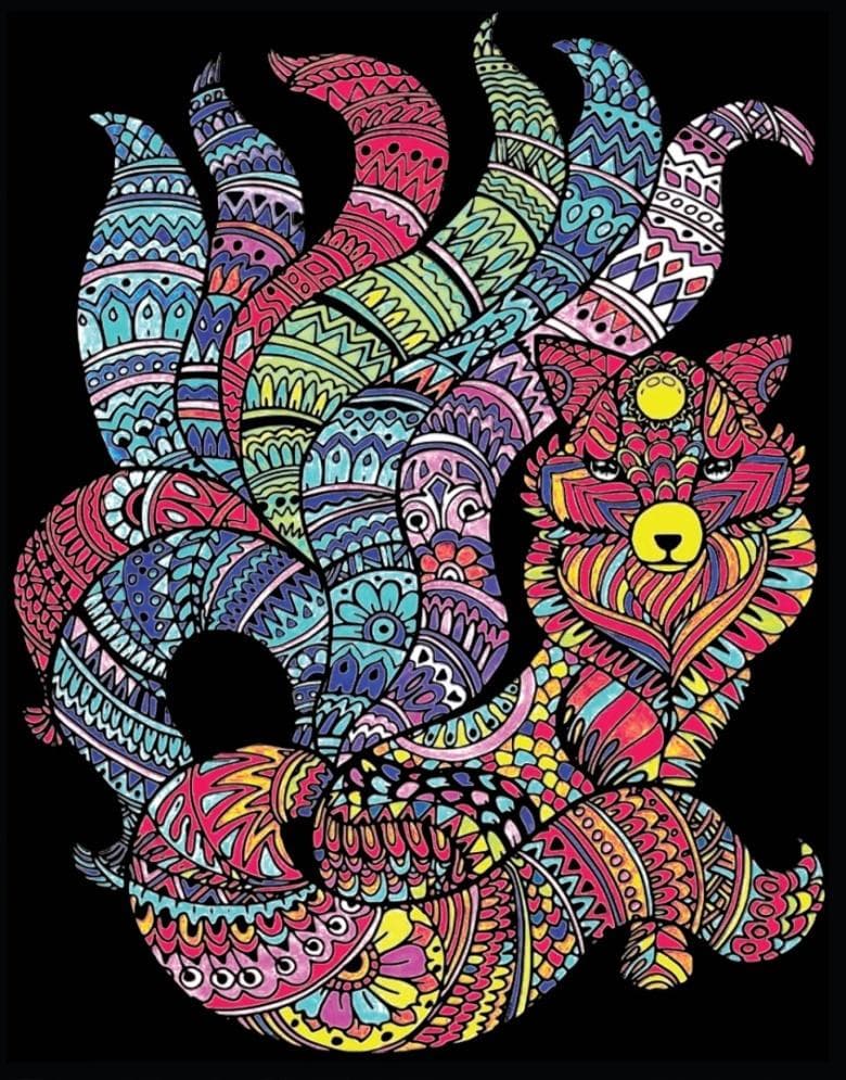 Kolorowanka welwetowa A4 Kitsune Lis o 9 ogonach Colorvelvet 221x304 mm