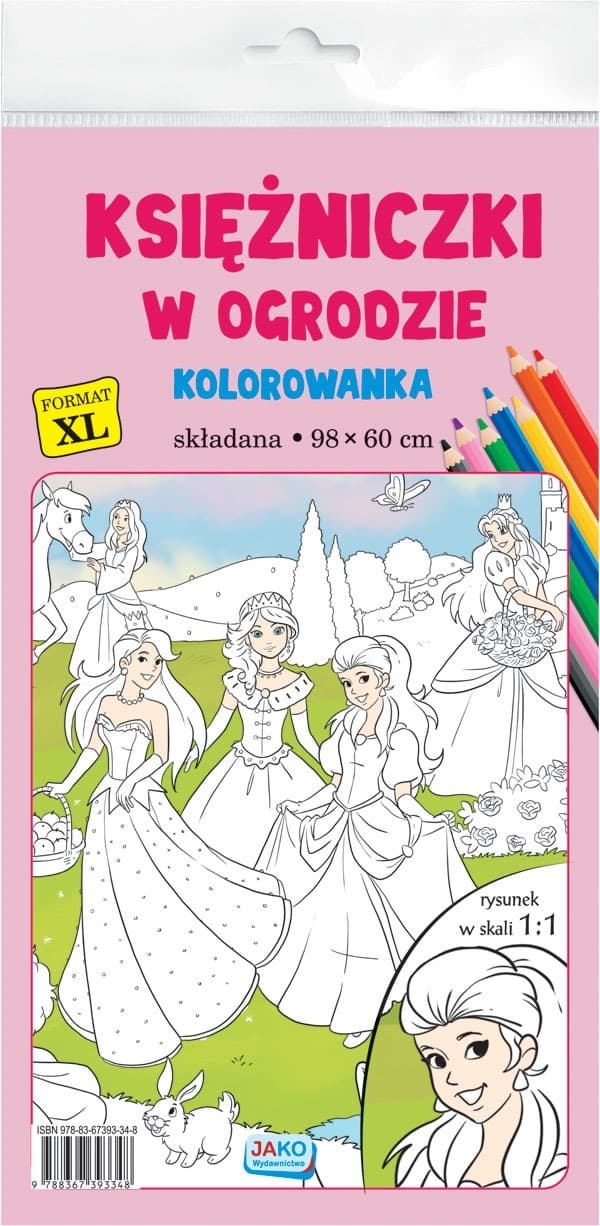 Kolorowanka XL Księżniczki w ogrodzie dla dzieci