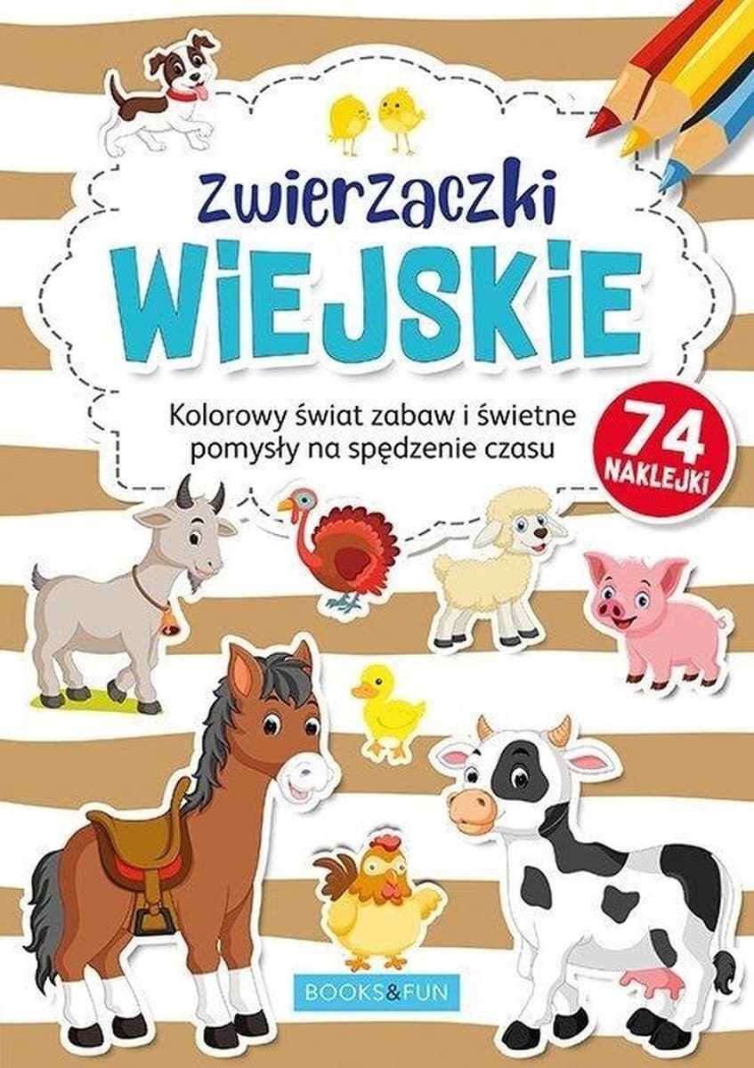 Kolorowanka z naklejkami Zwierzaczki wiejskie praca zbiorowa