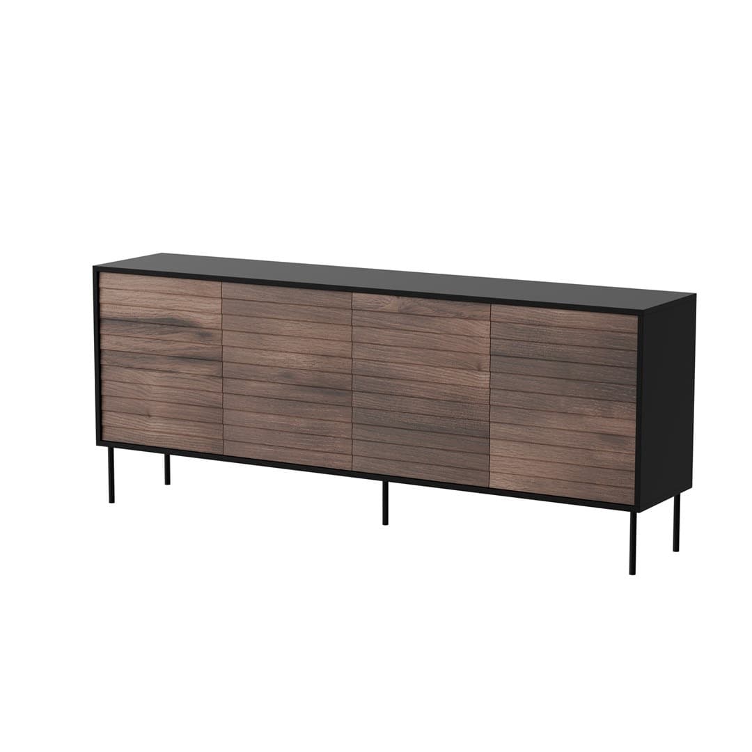 Komoda czarno-orzechowa czterodrzwiowa CORTINA 200x40x81 cm