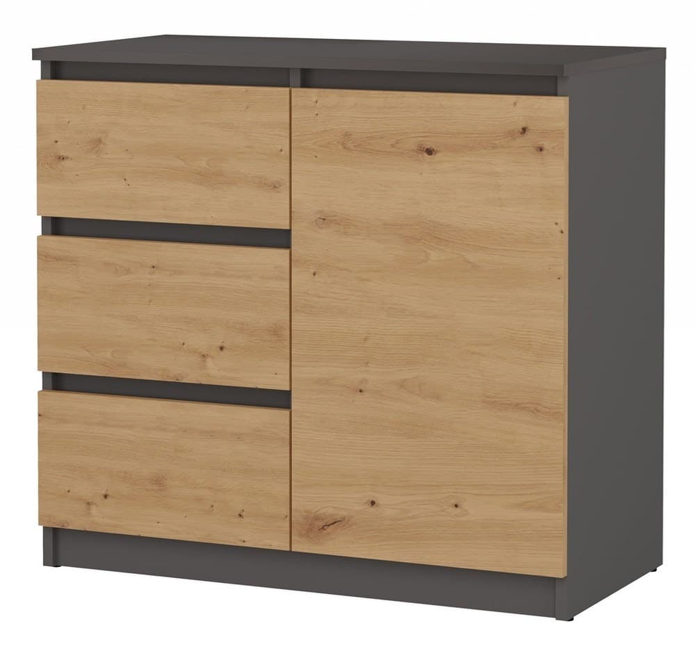 Komoda Malwa 1D3S antracyt / dąb artisan