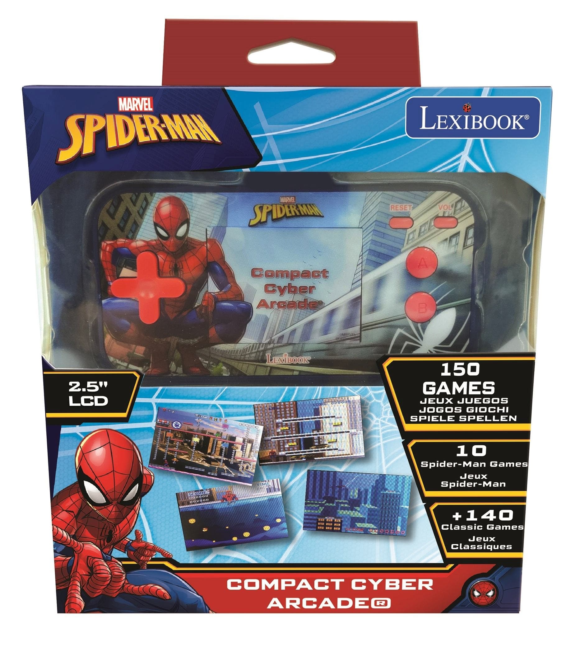 Konsola podręczna Compact Cyber Arcade® Spider-Man ekran 2,5'' 150 gier w tym 10 z Spider-Manem JL2367SP