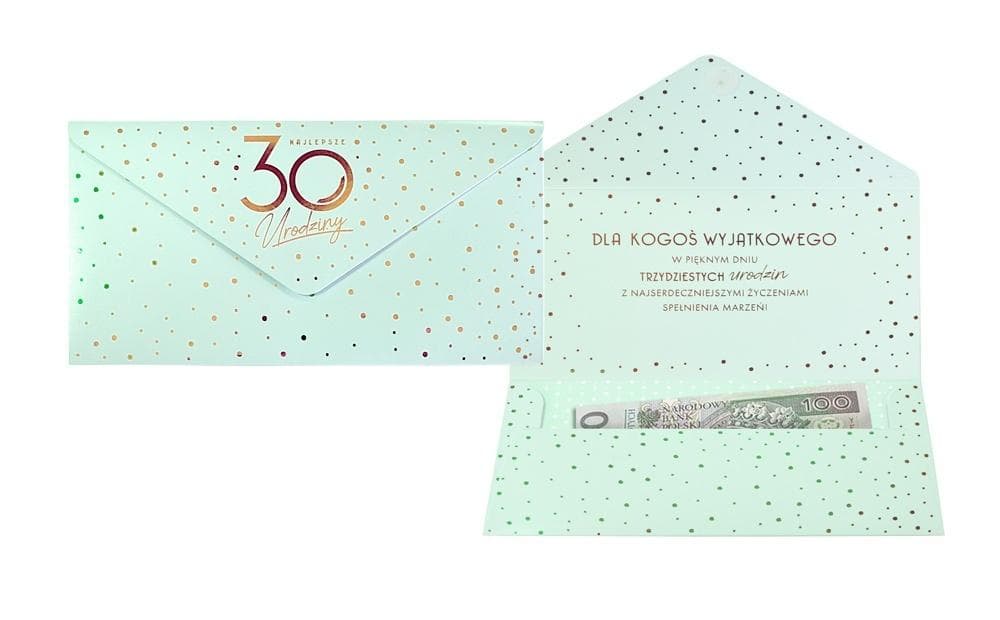 Koperta podarunkowa Elite na 30 urodziny z życzeniami 20 x 10,5 cm