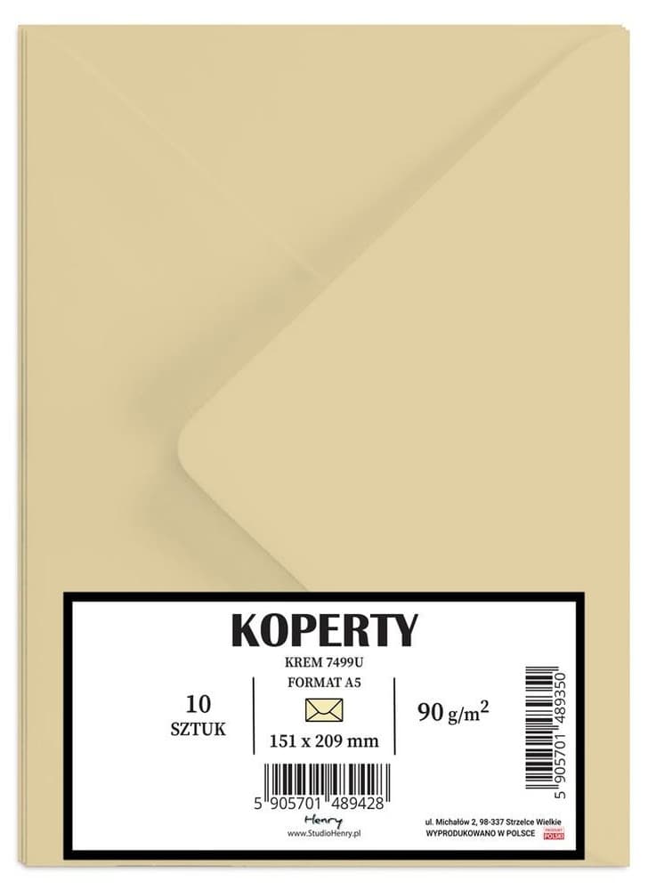 Koperty A5 Kremowe 10 sztuk