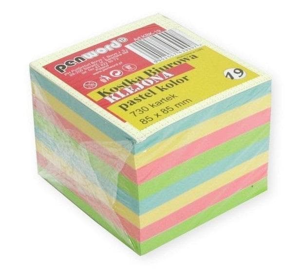 Kostka biurowa pastelowa 85 x 85 x 70 mm