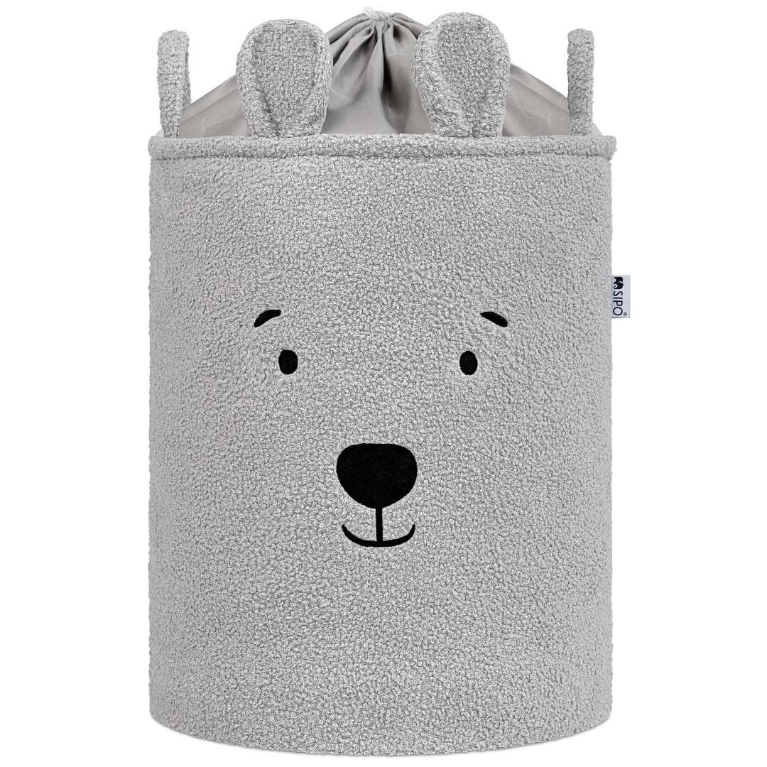 Kosz na zabawki SIPO XL Premium Boucle szary miś 43 L