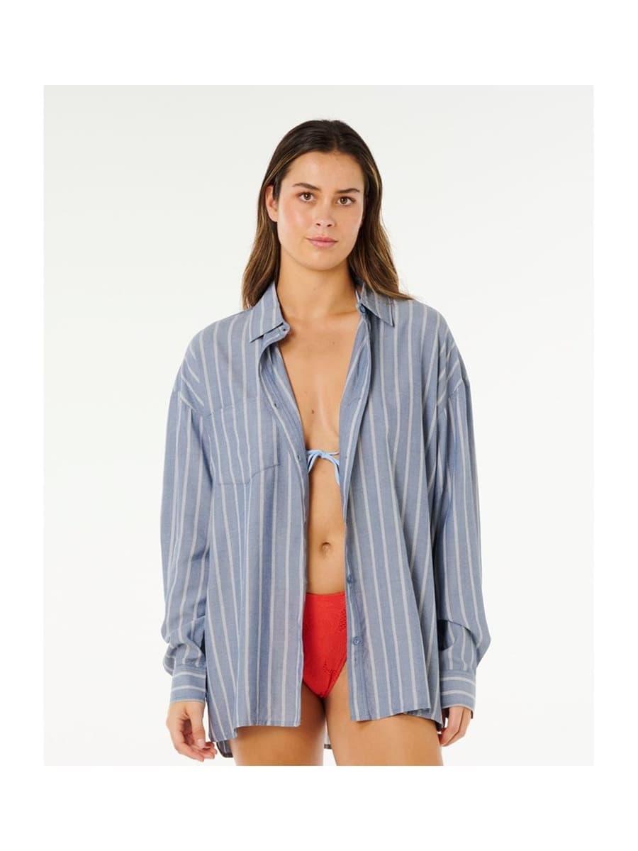 Koszula damska RIP CURL Beach Days Pinstripe Shirt niebieska - Rozmiar S