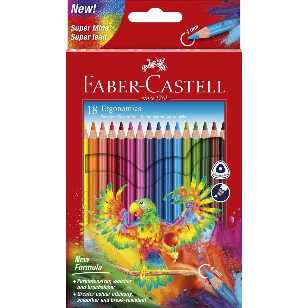 Kredki ołówkowe trójkątne Faber-Castell 18 kolorów