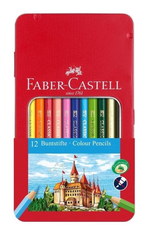 Faber-Castell Kredki ołówkowe Zamek 24 sztuki metalowe opakowanie