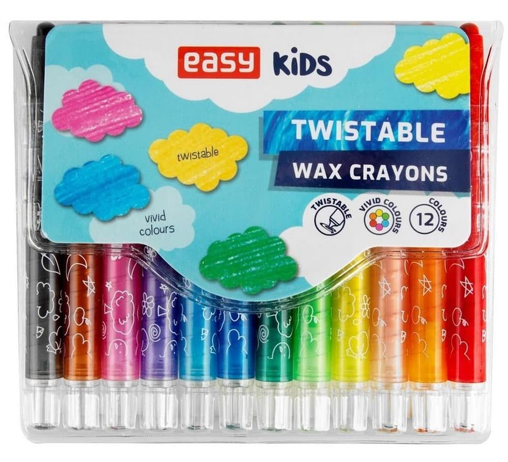 Kredki świecowe wykręcane Easy Stationery 12 kolorów