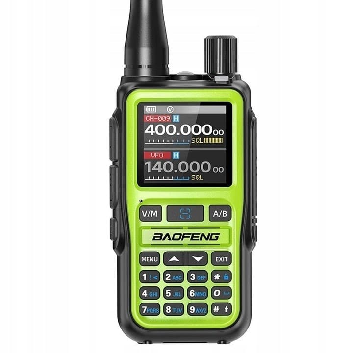Radiotelefon Baofeng UV-5R EU MINI USB-C Bluetooth VHF UHF z pasmem lotniczym zielona