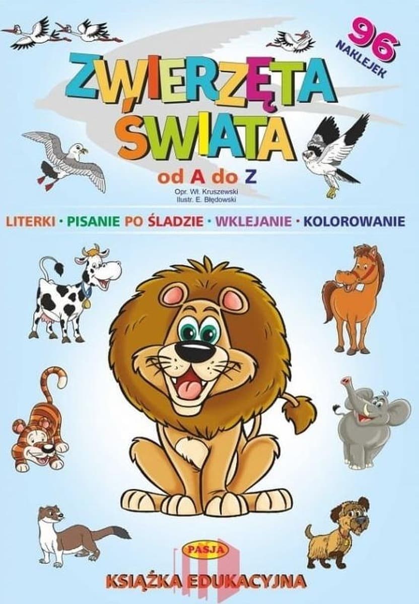 Książka Zwierzęta Świata od A do Z edukacyjna z naklejkami dla dzieci