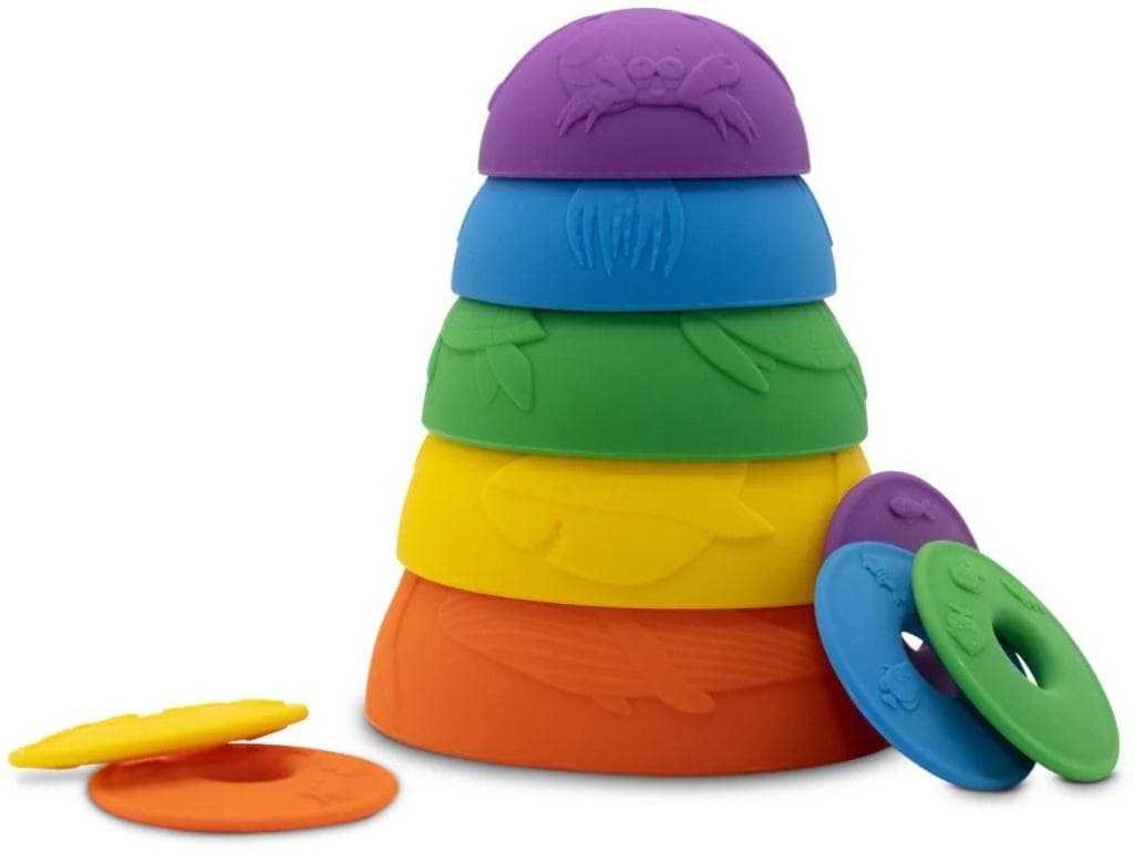 Jellystone Designs Kubeczki silikonowe z dyskami 5 szt. tęczowe