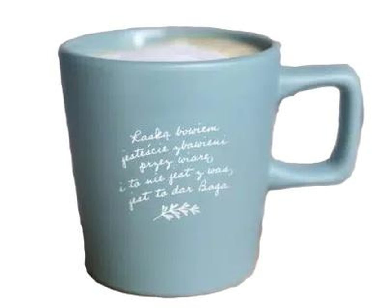 Kubek ceramiczny matowy z napisem Łaską bowiem 300 ml