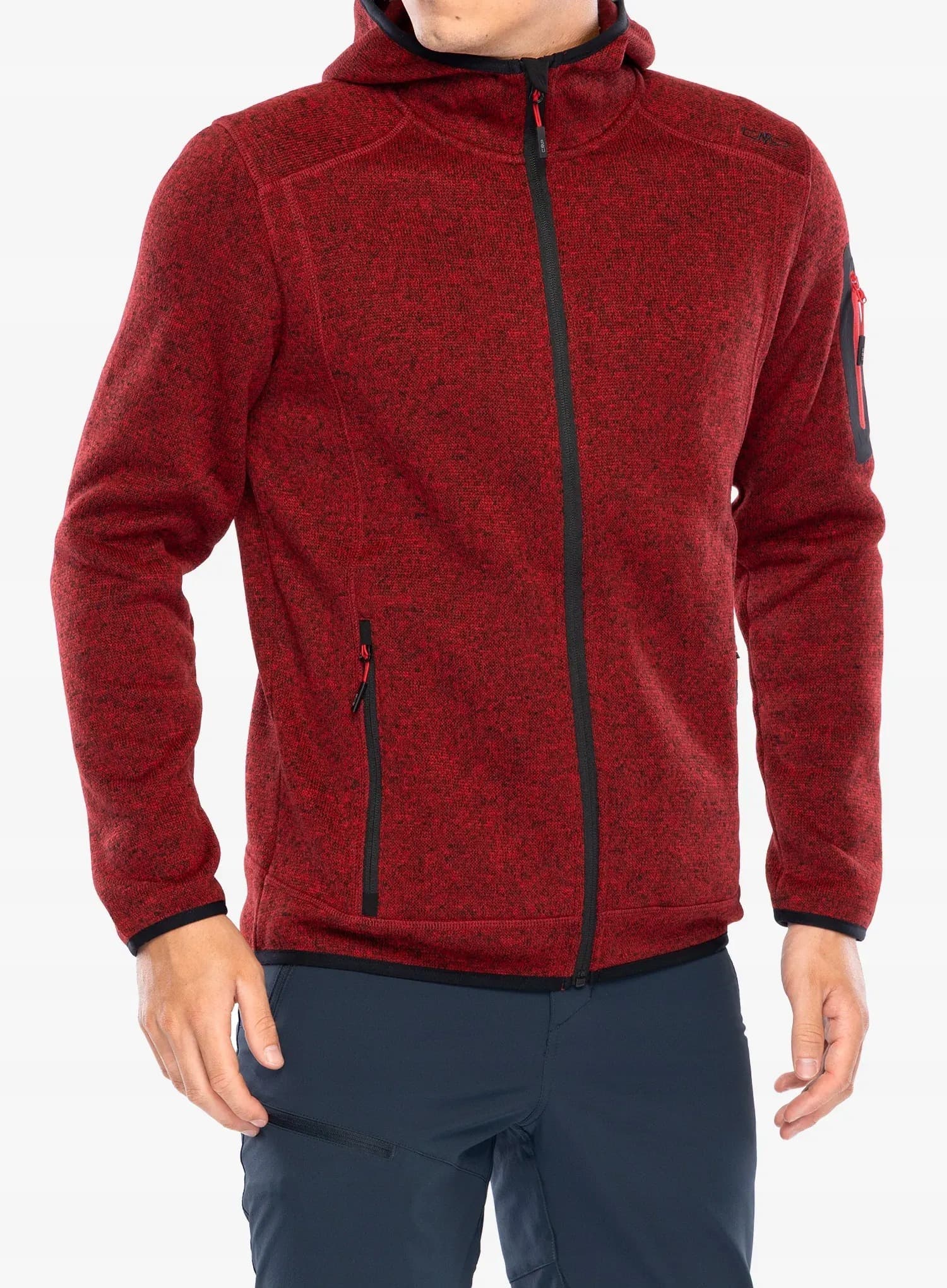 Kurtka polarowa CMP Borgis Fix Hood Jacket ferrari/nero rozm. L