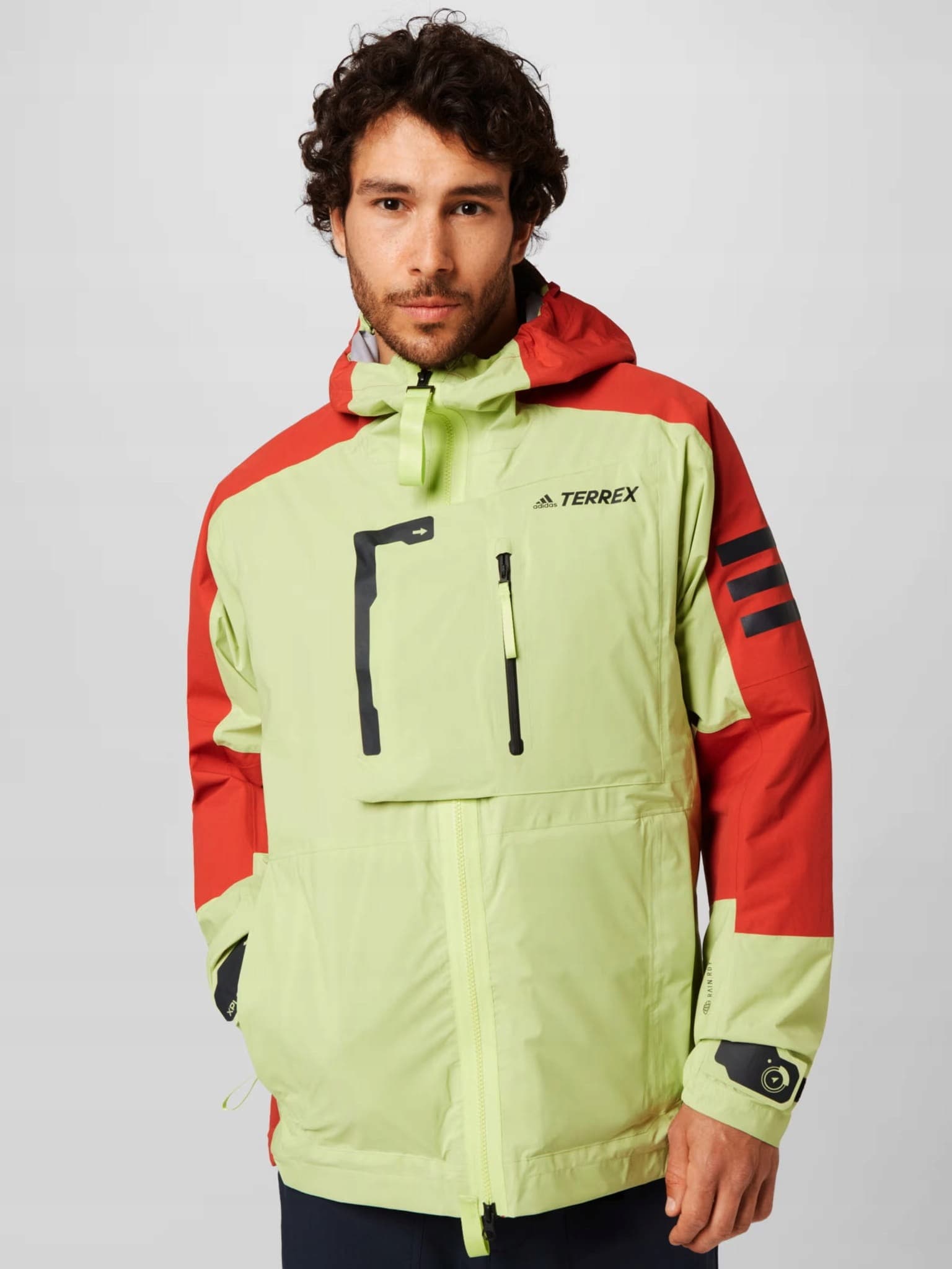 Kurtka przeciwdeszczowa adidas TERREX Xperior Hybrid RAIN.RDY - srebrno-zielona/czarna